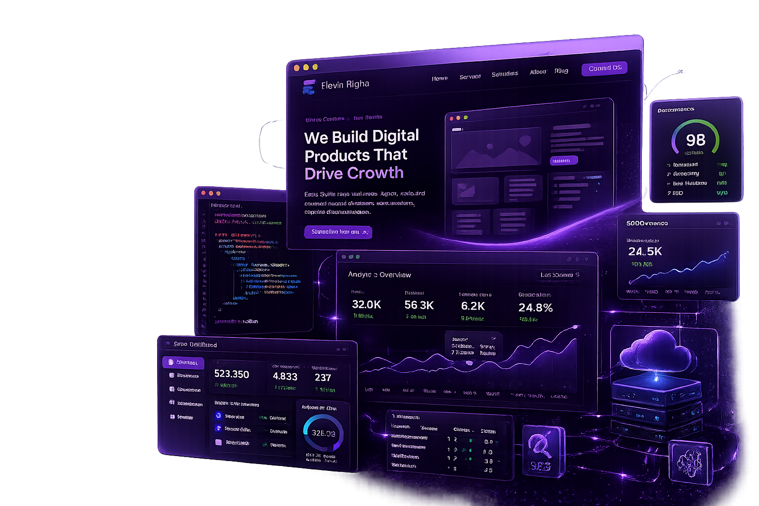Elevix Digital portfolio case studies hero illustration